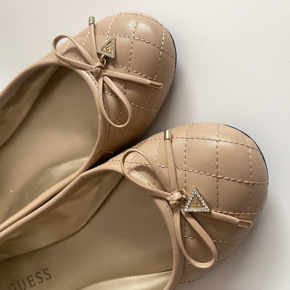 GUESS Quilted Beige Loafers with Bow - Picture 4 of 10